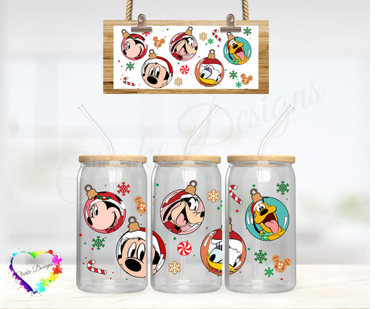 XMAS Friends Baubles - 16oz Libbey UV DTF Wrap