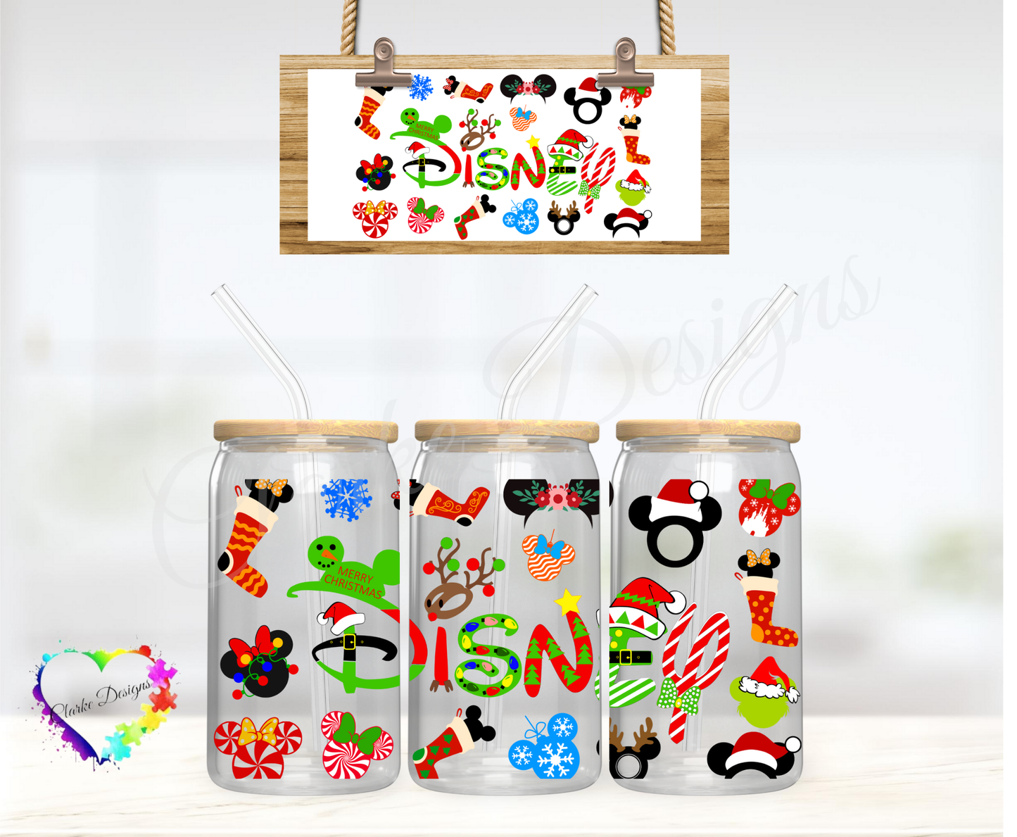 XMAS Disney - 16oz Libbey UV DTF Wrap