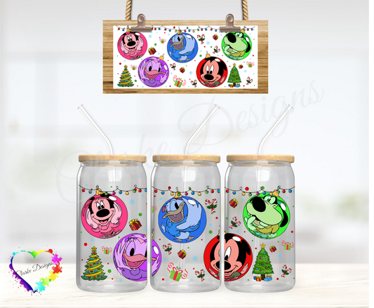 XMAS Friends Baubles - 16oz Libbey UV DTF Wrap