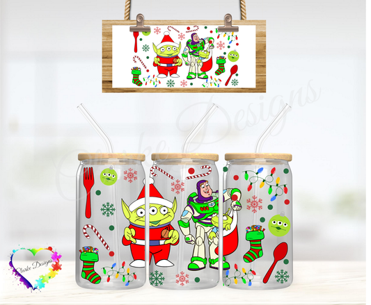 XMAS Buzz & Alien - 16oz Libbey UV DTF Wrap