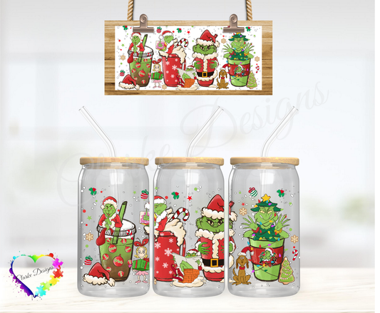 XMAS Grinch Coffee - 16oz Libbey UV DTF Wrap