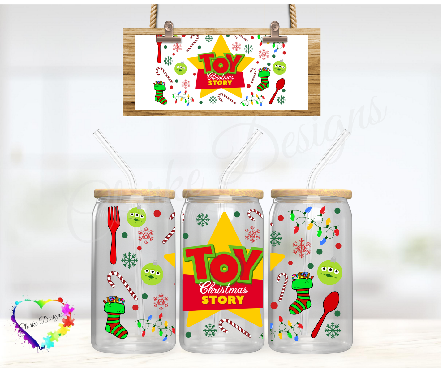 XMAS Toy Christmas Story - 16oz Libbey UV DTF Wrap