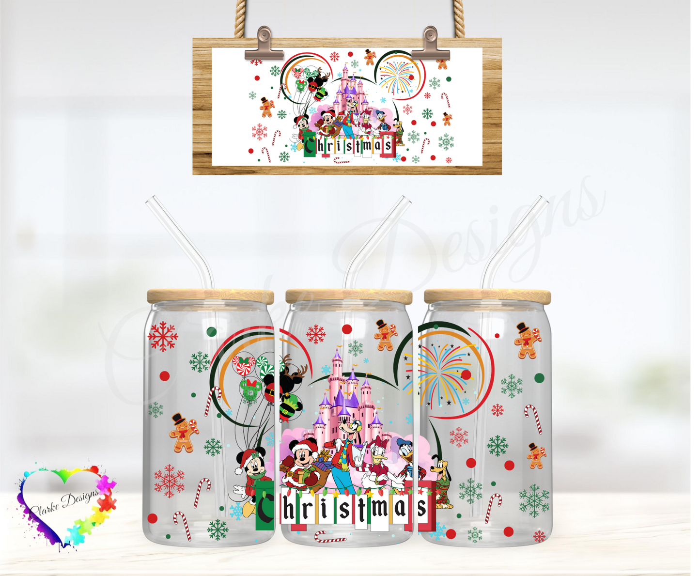 XMAS Christmas Castle - 16oz Libbey UV DTF Wrap