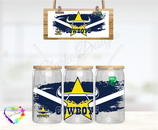 NRL Cowboys - 16oz Libbey UV DTF Wrap