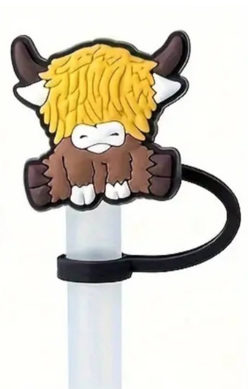 Highland cow straw topper