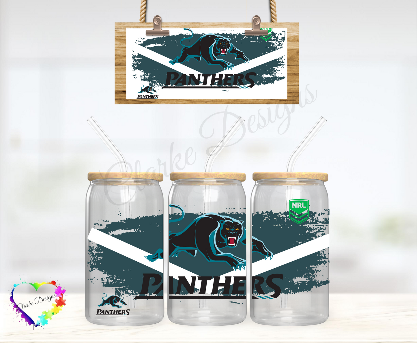 NRL Panthers - 16oz Libbey UV DTF Wrap