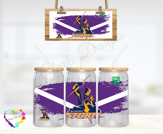 NRL Storm - 16oz Libbey UV DTF Wrap