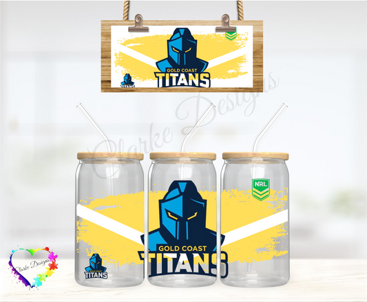 NRL Titans - 16oz Libbey UV DTF Wrap