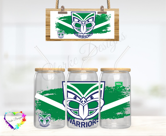 NRL Warriors - 16oz Libbey UV DTF Wrap