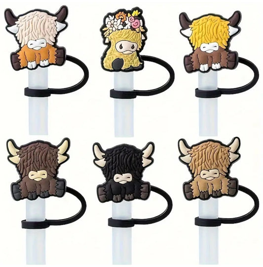 Highland cow straw topper