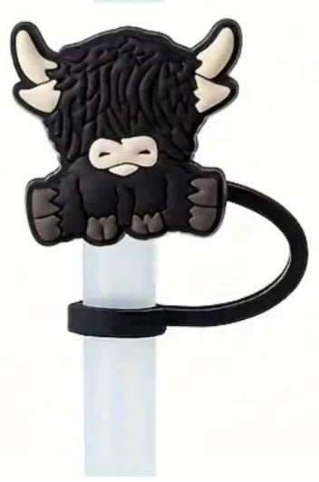 Highland cow straw topper