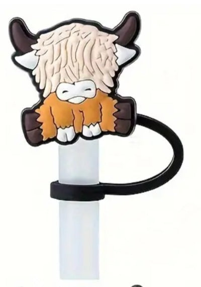 Highland cow straw topper