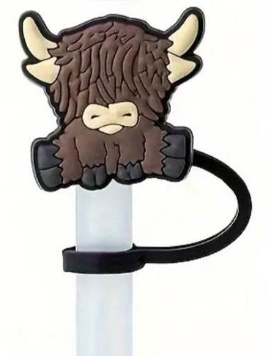 Highland cow straw topper